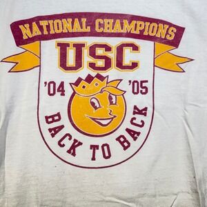 Vintage USC Trojans National Champions 04/05 Back to Back TShirt XL White Gildan